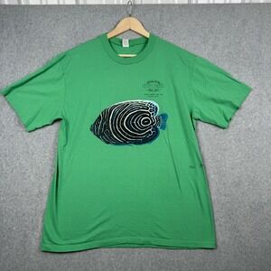 VTG T Shirt Mens XL Green Eilat Israel Fish Red Sea Single Stitch 90s Angel Fish